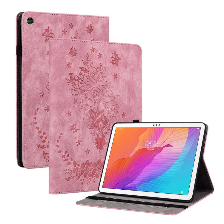 For Huawei MatePad T 10s/Enjoy Tablet 2 Butterfly Rose Embossed Leather Tablet Case(Pink)
