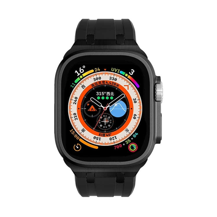 AP Silicone Watch Band For Apple Watch 9 41mm(Black Black)