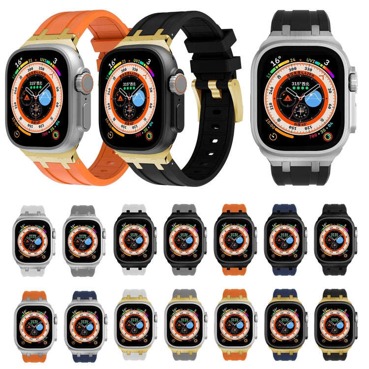 AP Silicone Watch Band For Apple Watch 9 45mm(Gold Grey)