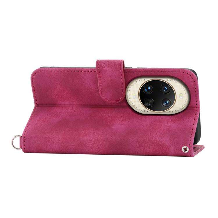 For Huawei nova 14 Ultra Skin Feel Flowers Embossed Wallet Leather Phone Case(Wine Red)