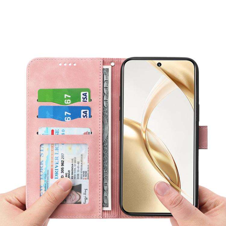 For Huawei nova 14 Ultra Dierfeng Dream Line TPU Hybrid PU Leather Phone Case(Pink)