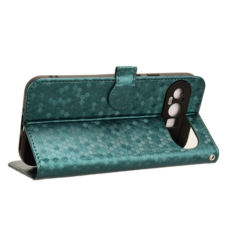 For Google Pixel 9 Pro XL Honeycomb Dot Texture Leather Phone Case(Green)
