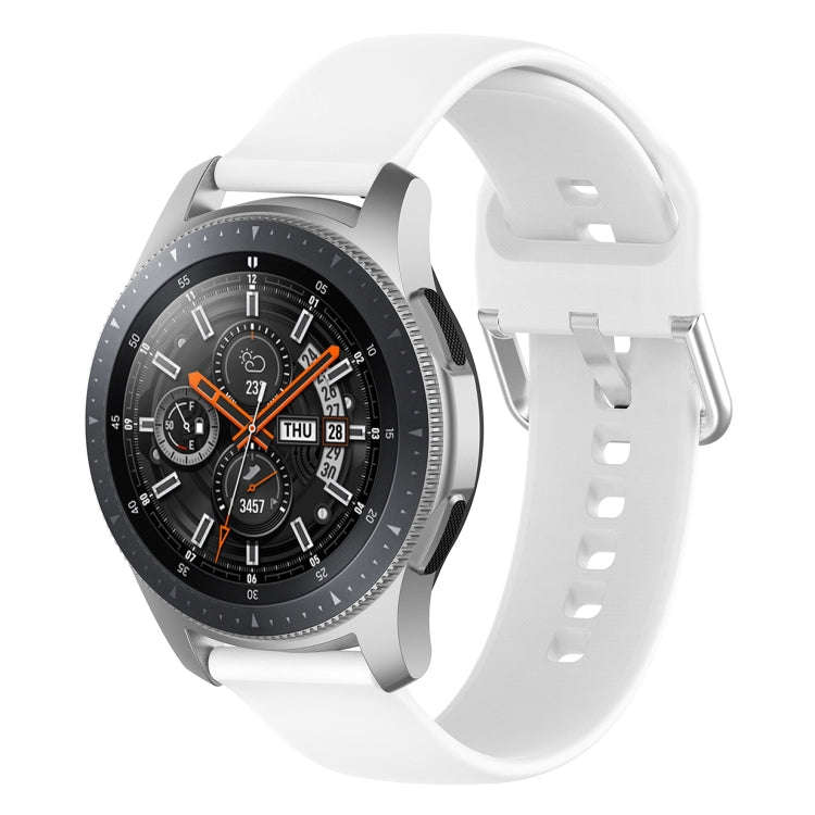 22mm Universal Silver Buckle Silicone Watch Band, Size:L(White)