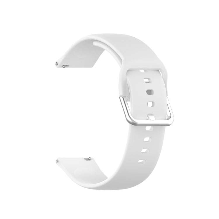 22mm Universal Silver Buckle Silicone Watch Band, Size:L(White)