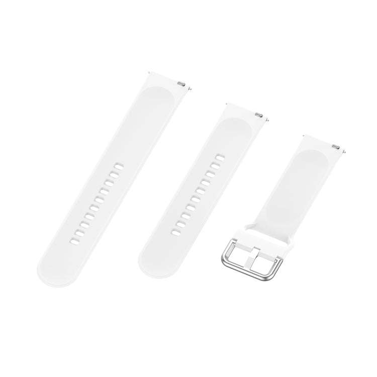 22mm Universal Silver Buckle Silicone Watch Band, Size:L(White)