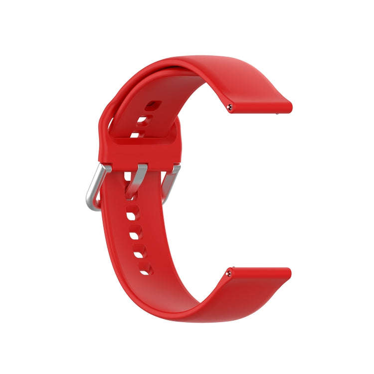 22mm Universal Silver Buckle Silicone Watch Band, Size:L(Red)