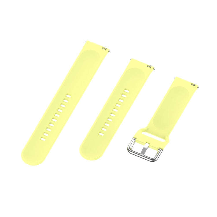22mm Universal Silver Buckle Silicone Watch Band, Size:L(Yellow)
