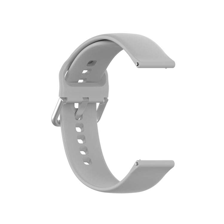 22mm Universal Silver Buckle Silicone Watch Band, Size:L(Grey)