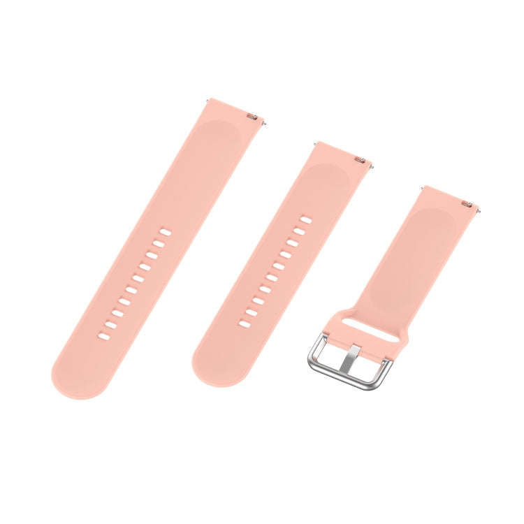 22mm Universal Silver Buckle Silicone Watch Band, Size:L(Pink)