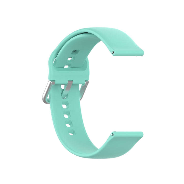 22mm Universal Silver Buckle Silicone Watch Band, Size:L(Mint Green)