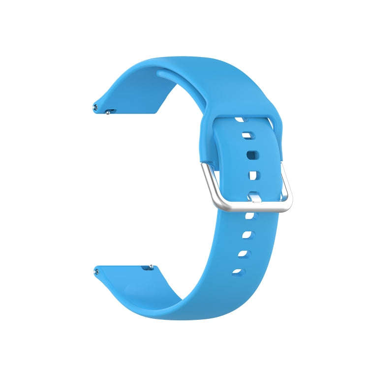 22mm Universal Silver Buckle Silicone Watch Band, Size:L(Blue Sky)