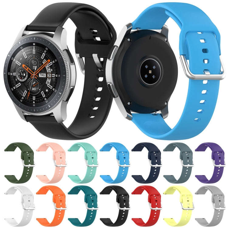 22mm Universal Silver Buckle Silicone Watch Band, Size:L(Orange)