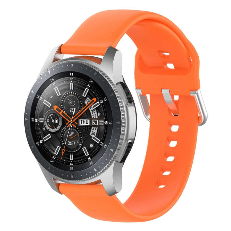 22mm Universal Silver Buckle Silicone Watch Band, Size:S(Orange)