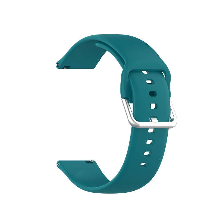 22mm Universal Silver Buckle Silicone Watch Band, Size:S(Green)