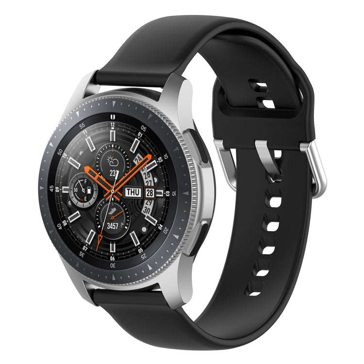 22mm Universal Silver Buckle Silicone Watch Band, Size:S(Black)