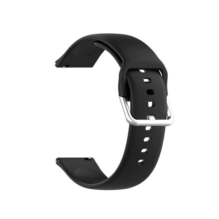 22mm Universal Silver Buckle Silicone Watch Band, Size:S(Black)