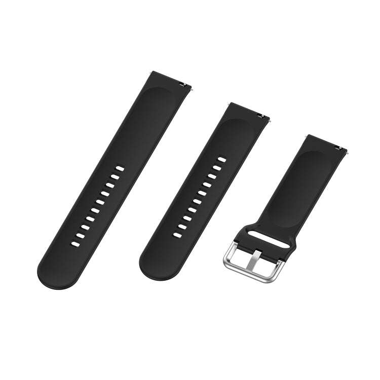 22mm Universal Silver Buckle Silicone Watch Band, Size:S(Black)