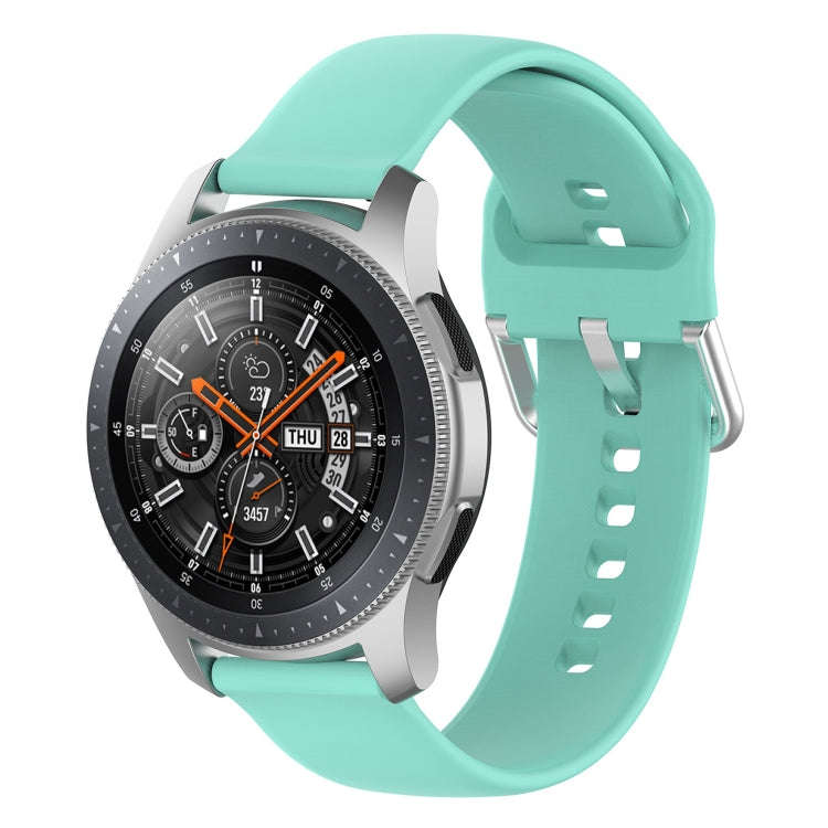 22mm Universal Silver Buckle Silicone Watch Band, Size:S(Mint Green)