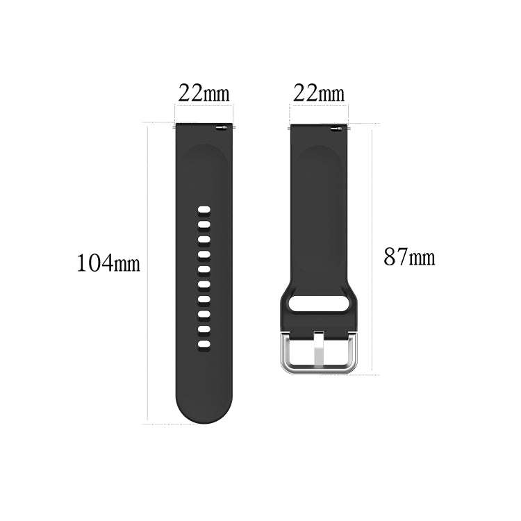 22mm Universal Silver Buckle Silicone Watch Band, Size:S(Navy)