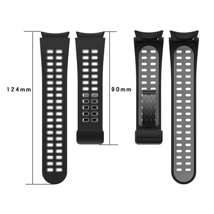 For Samsung Galaxy Watch5 Double-row Hole Folding Buckle Silicone Watch Band(Black Grey)