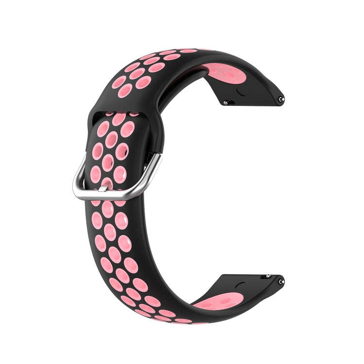 20mm Universal Sports Two Colors Silicone Replacement Strap Watchband(Black Pink)