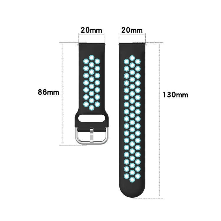 20mm Universal Sports Two Colors Silicone Replacement Strap Watchband(Black Grey)