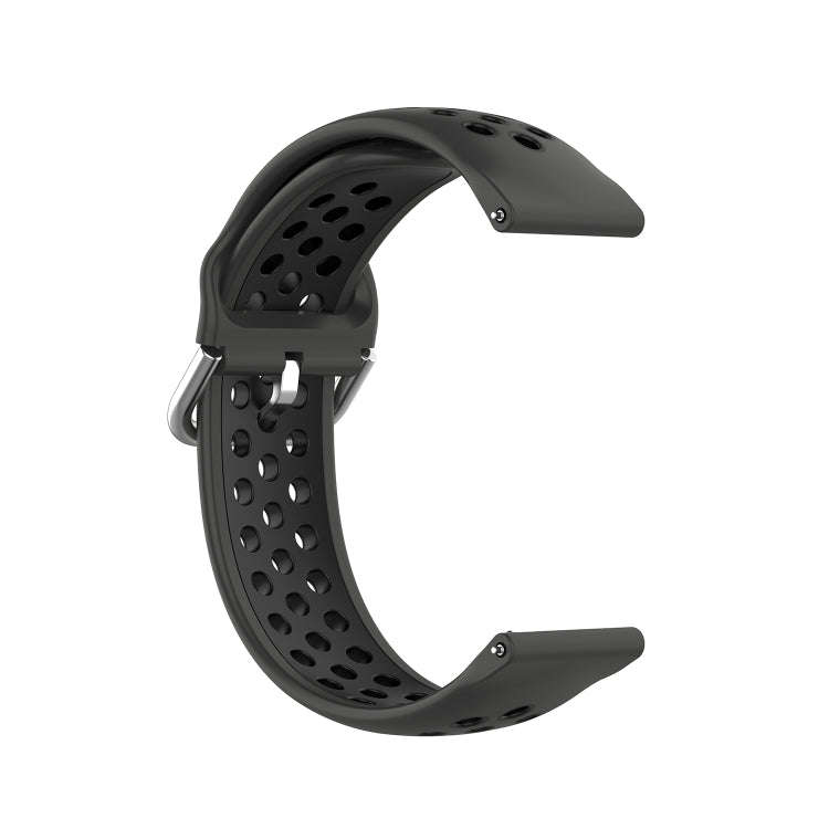 20mm Universal Sports Two Colors Silicone Replacement Strap Watchband(Coal Black + Black)