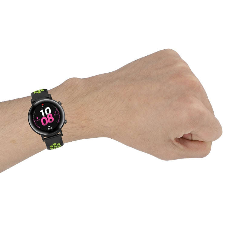 20mm Universal Sports Two Colors Silicone Replacement Strap Watchband(Coal Black + Black)