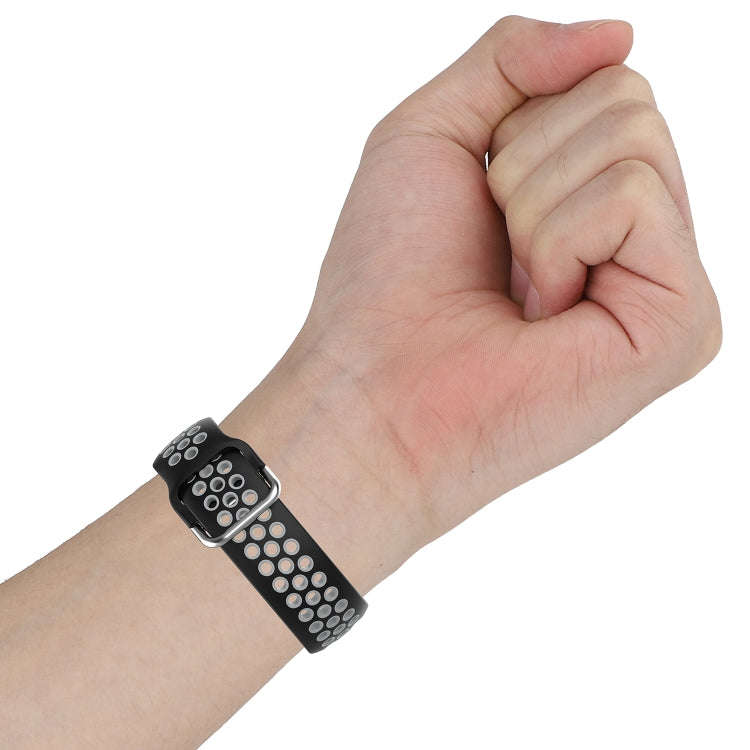 20mm Universal Sports Two Colors Silicone Replacement Strap Watchband(Coal Black + Black)