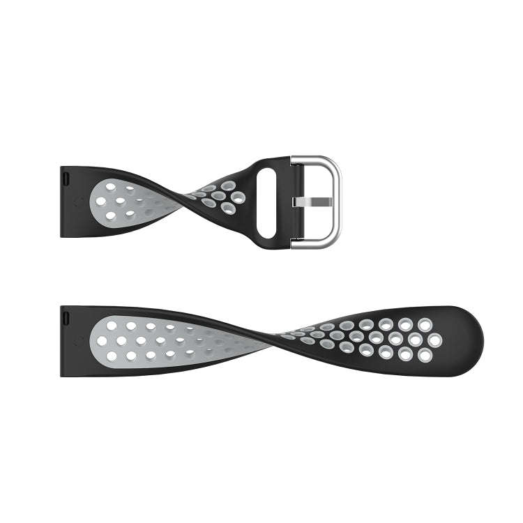 22mm Universal Sports Two Colors Silicone Replacement Strap Watchband(Grey Teal)