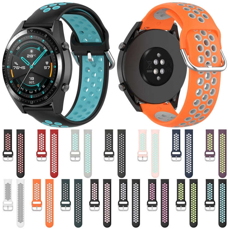 22mm Universal Sports Two Colors Silicone Replacement Strap Watchband(Grey Teal)