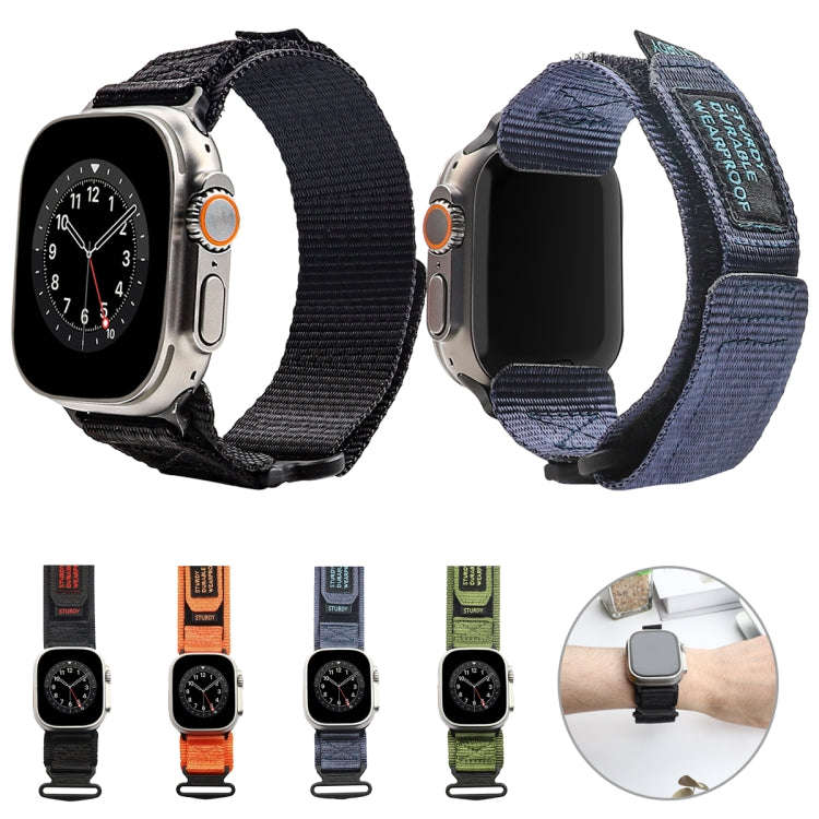 Nylon Two Section Watch Band For Apple Watch 7 41mm(Dark Green)