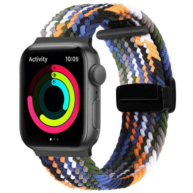 Magnetic Fold Clasp Woven Watch Band For Apple Watch 7 41mm(Denim Color)