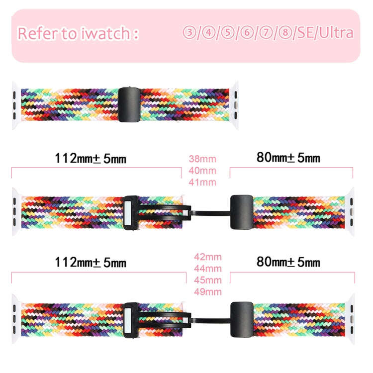 Magnetic Fold Clasp Woven Watch Band For Apple Watch 6 44mm(Starlight Pink)