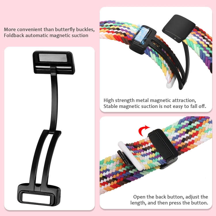 Magnetic Fold Clasp Woven Watch Band For Apple Watch 6 44mm(Starlight Pink)