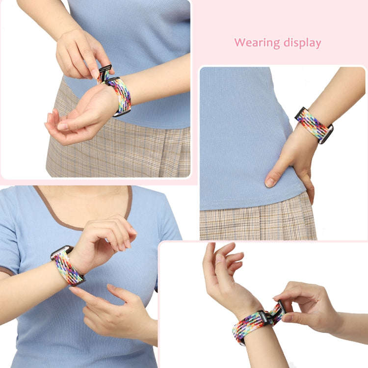 Magnetic Fold Clasp Woven Watch Band For Apple Watch 7 41mm(Pink)