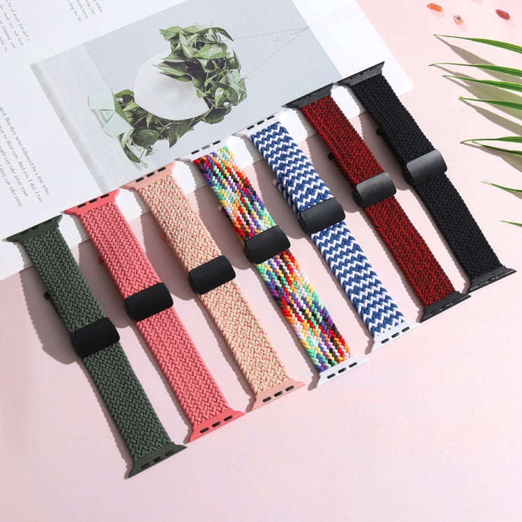 Magnetic Fold Clasp Woven Watch Band For Apple Watch 6 44mm(Starlight Pink)