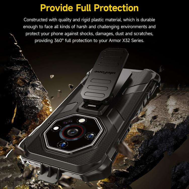 For Ulefone Armor X32 / X32 Pro Ulefone Back Clip Phone Case with Carabiner(Black)