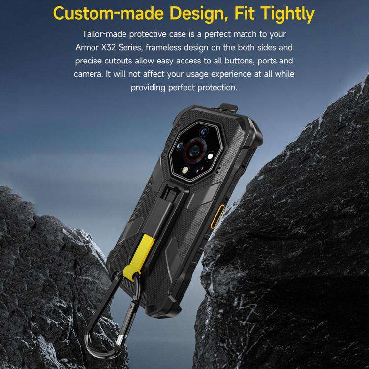 For Ulefone Armor X32 / X32 Pro Ulefone Back Clip Phone Case with Carabiner(Black)