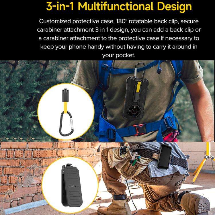 For Ulefone Armor X32 / X32 Pro Ulefone Back Clip Phone Case with Carabiner(Black)