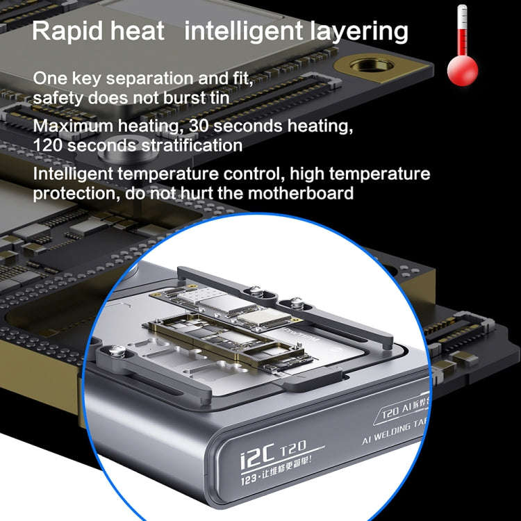 i2C T20 Intelligent Motherboard Middle Layered Heating Platform For iPhone X-13 Series, Plug:US