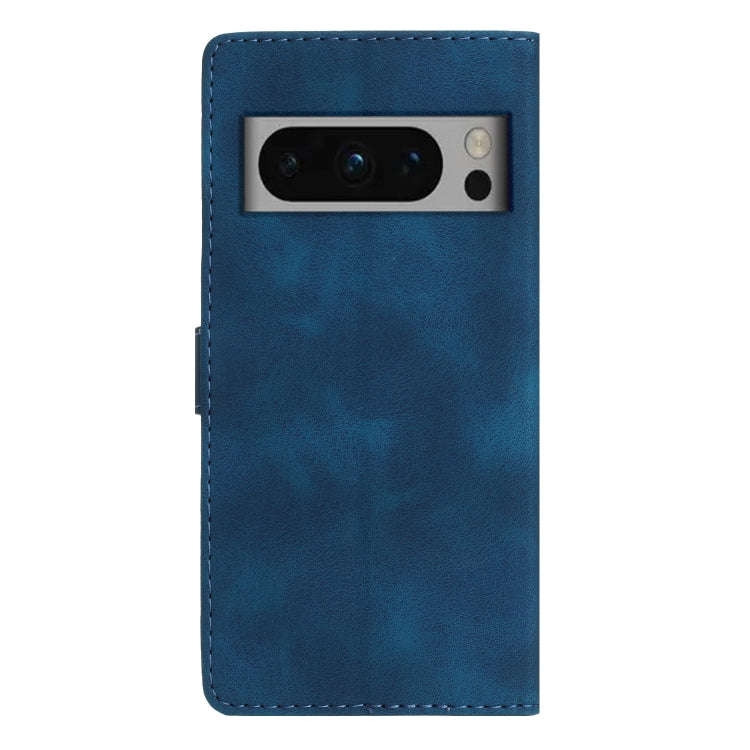 For Google Pixel 8 Pro Flower Butterfly Embossing Pattern Leather Phone Case(Blue)