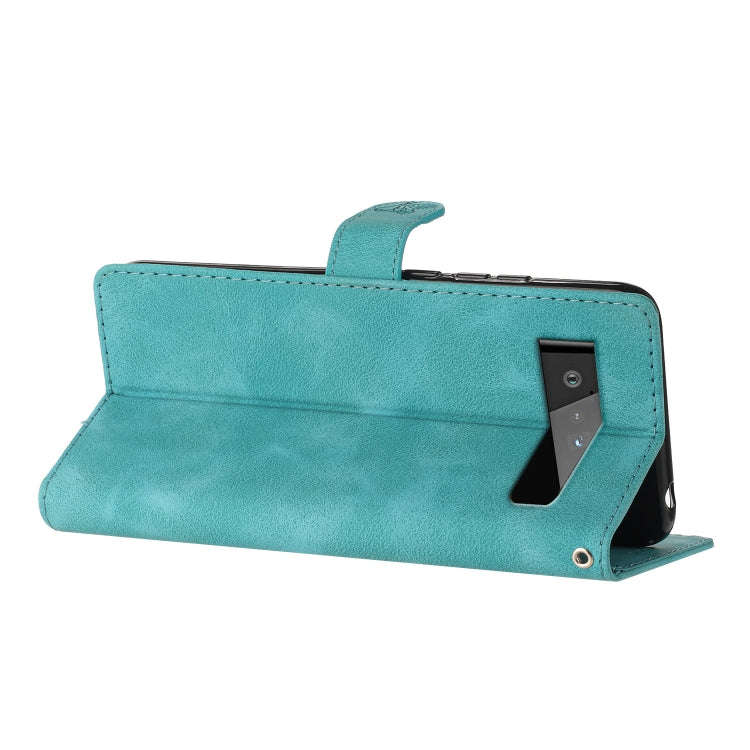 For Google Pixel 6 Pro Flower Butterfly Embossing Pattern Leather Phone Case(Sky Blue)