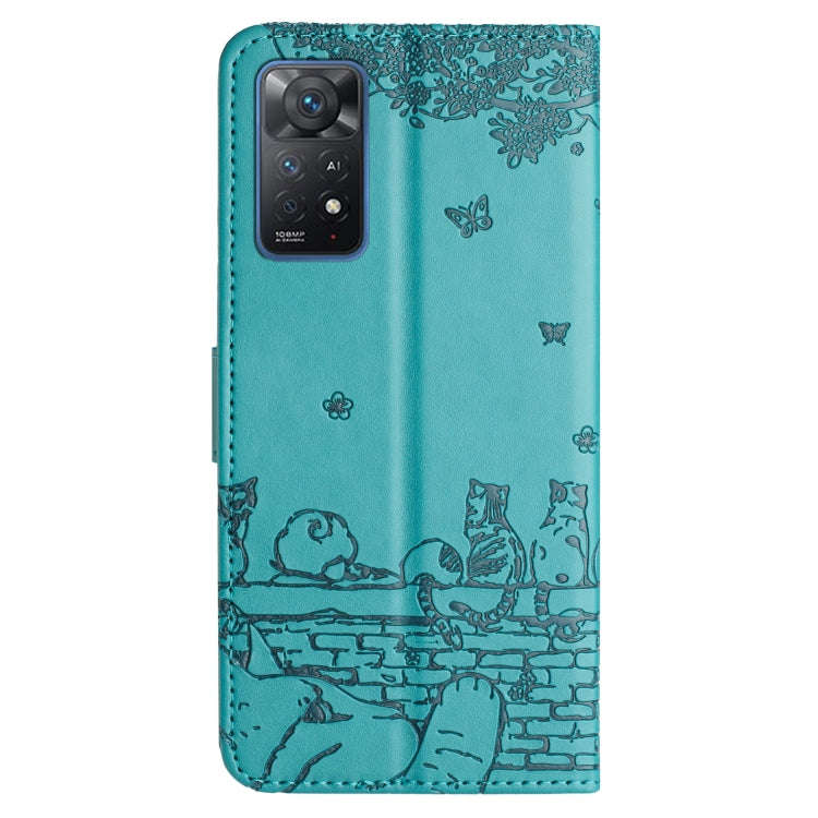 For Xiaomi Redmi Note 11 Pro 4G/5G Global Cat Embossing Pattern Leather Phone Case with Lanyard(B...