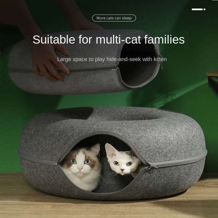 Round Wool Felt Cat Litter Tunnel Cat Litter, Size:50x50x20cm(Dark Grey)