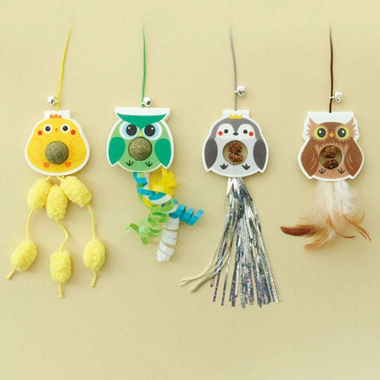 Hanging Swing Pet Toy Elastic Feather Cat Teaser Stick(Owl)