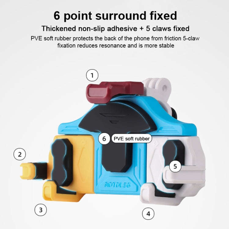 MOTOSLG Crab Motorcycle Phone Clamp Bracket L-Type Rear Mirror Mount(Blue White Red)