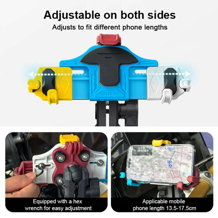 MOTOSLG Crab Motorcycle Phone Clamp Bracket O-Type Rear Mirror Mount(Blue White Red)