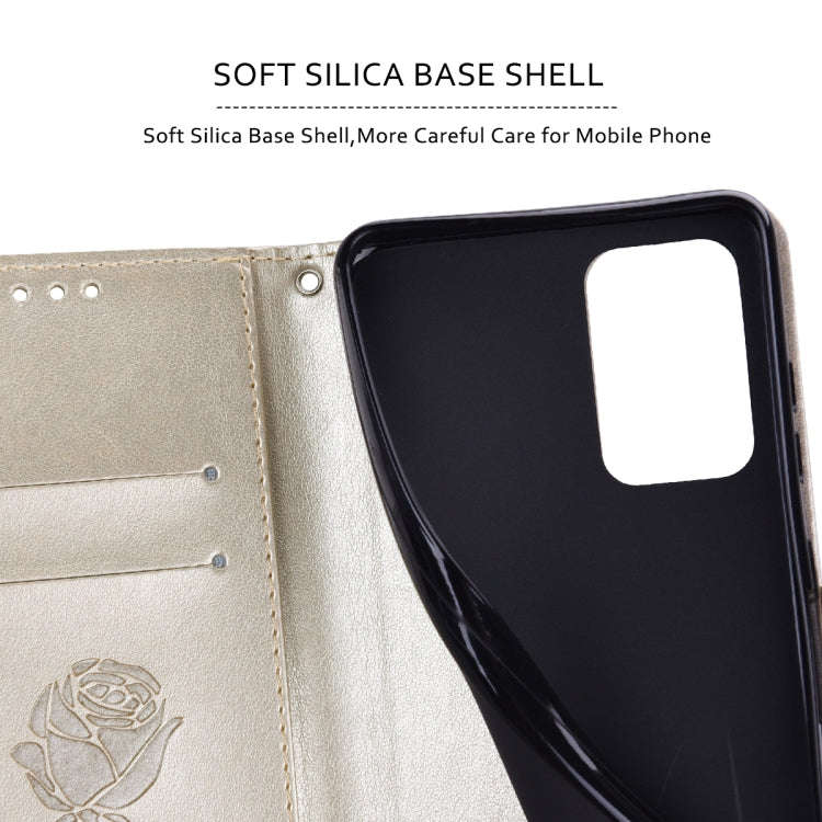 For Xiaomi Redmi A3 Rose Embossed Flip PU Leather Phone Case(Gold)