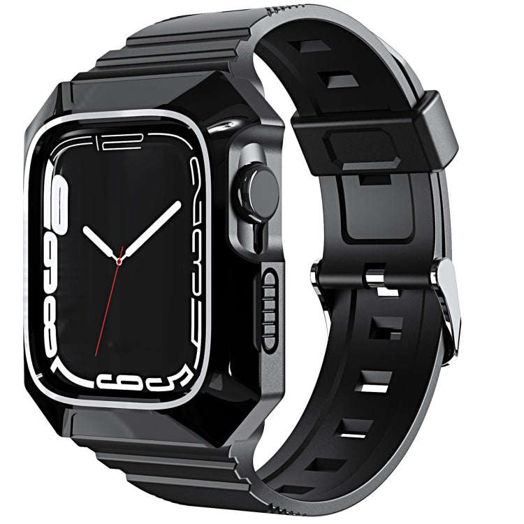 For Apple Watch SE 2025 / 2023 40mm PC Rugged Case Integrated TPU Watch Band(Black)